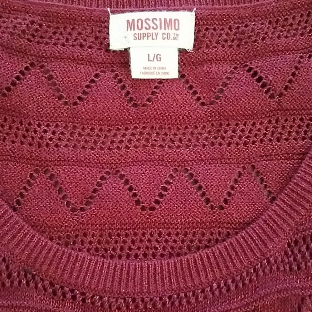 UNIQUE style Dark Red Sparkle Pointelle Sweater dress - Picture 2 of 8